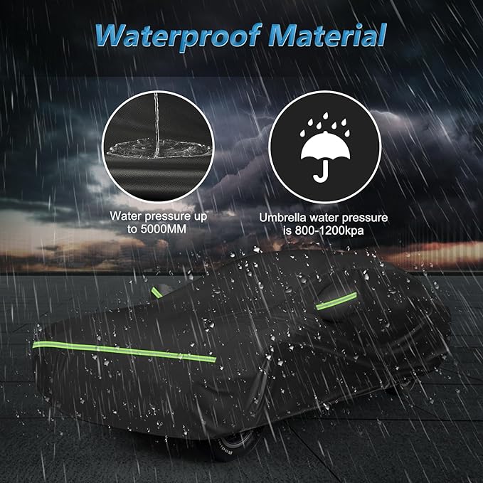 Waterproof Car Covers for Chevrolet Chevelle Malibu SS Sedan/Coupe 1964-1972, 420D Oxford Cloth Sun Heat Protection Outdoor Full Covers with Driver Side Zipper Windproof Heavy Duty All Weather