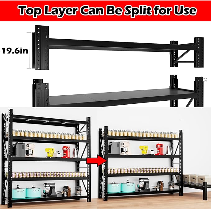 Garage Shelving Heavy Duty - 78.7" W Extra Large Metal Shelving Units and Storage for 8000lbs, 5tier Adjustable Basement Storage Industrial Shelves Pallet Racking Organizer（23.6" D *78.7" W * 98.4" H）
