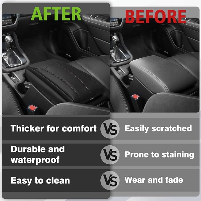 Muslogy Center Console Cover 1-Inch Extra Thick Armrest Pad Compatible with 2025 Subaru Forester Accessories Arm Rest Cushion Padding Anti-Scratch Middle Console Leather Armrest Lid Protector