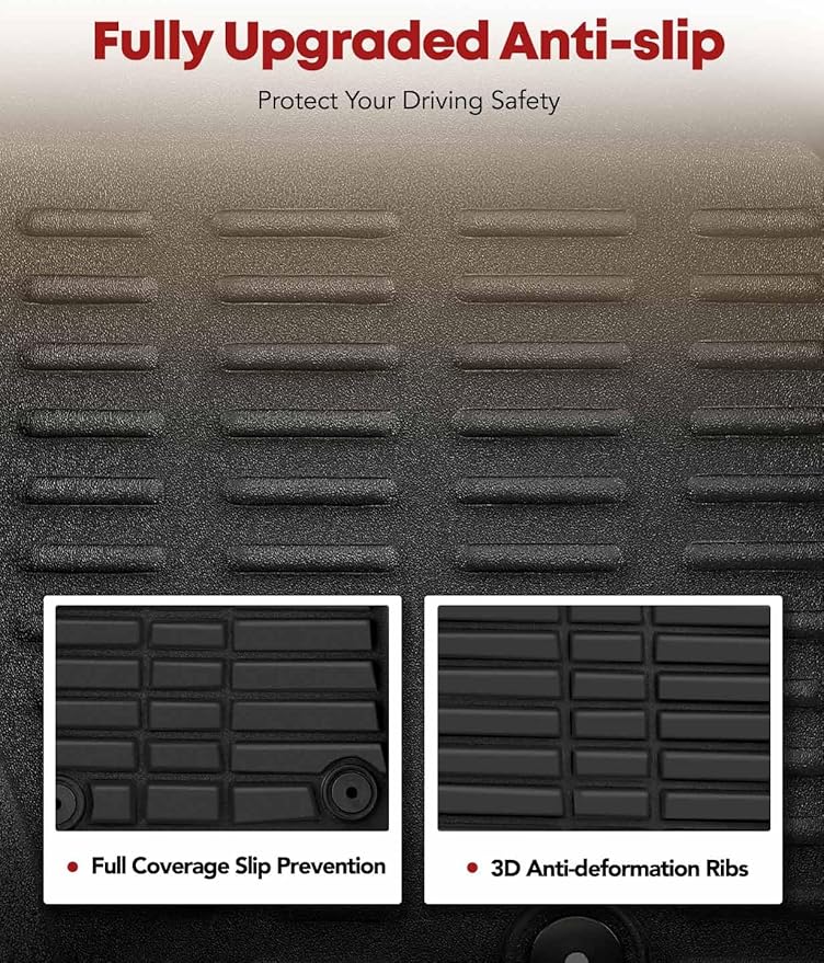 YHTAUTO Floor Mats Fit 2010-2016 Buick Lacrosse, TPE All Weather Car Mats Waterproof Anti-Slip Odorless Floor Liner, Interior Car Accessories Front & 2nd Row Liner
