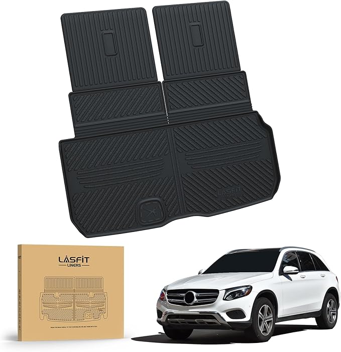 LASFIT Cargo Mat & Backrest Mat for Mercedes Benz GLS 450/580 / 63 AMG 2026 2025 2024 2023 2022 2021 2020, All Weather TPE Waterproof Cargo Liner Custom Fit GLS 2020-2026 Trunk Mat with Seatback