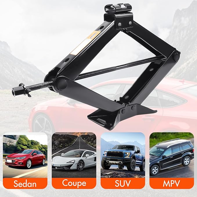 Scissor Car Jack 3 Ton (6610 lbs) Tire Changing Kit with Lug Wrench - Emergency Kit for Car, SUV, MPV