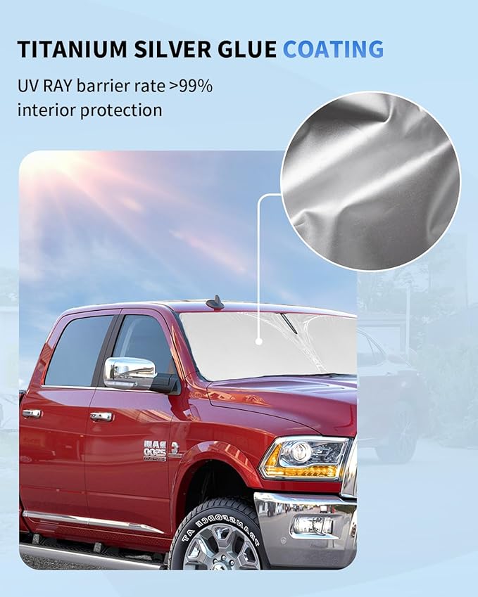 Sun Shade Sunshades for Dodge RAM 2500 3500 Truck Accessories Windshield Cover Front Window Sun Shield Fits RAM 2500 2010-2025 2026 2Dr RegularCab, 4Dr QuadCab, CrewCab, MegaCab Sun Visor Protector