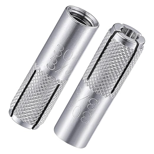Wensilon(20 pcs) 3/8"-16 Premium Stainless Steel Drop in Anchors Assortment, Knurled Drop-in-Anchor for Solid Concrete, Internal Forced Expansion Screw Bolts
