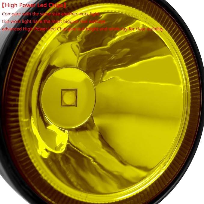 Led Pod Lights Spot Fog Lights Amber/Yellow 2Pcs 60W 4 Inch Work Auxiliary Lights Ditch Lights Fit for Motorcycle Truck Car SUV ATV Boat pickups Tractor 12V 24V Led Driving OffRoad Lights