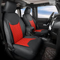 GIANT PANDA Customized Full Set Car Seat Covers for Jeep Wrangler 4 Door JK Sahara Sport Rubicon Unlimited Willys Wheeler Altitude 2013 2014 2015 2016 2017, Faux Leather - (Black+Red)