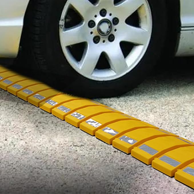 10ft Portable Speed Bump Plastic Humps with Slow Down Sign for Road Neighborhood Garage Parking Driveway