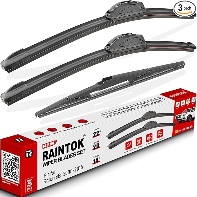 Windshield Wiper Blades Replacement for Scion xB 2008 2009 2010 2011 2012 2013 2014 2015 Original Factory Quality Front Rear Wipers Blade Set for My Car - 22" 20" 14" (Pack of 3)