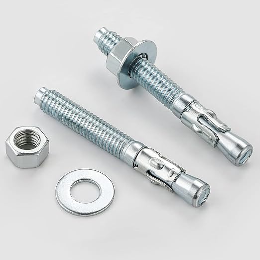 1/2x5-1/2" 50Pcs Inch Standard Fasteners for Heavy-Duty Zinc Wedge Anchors for Cement and Concrete