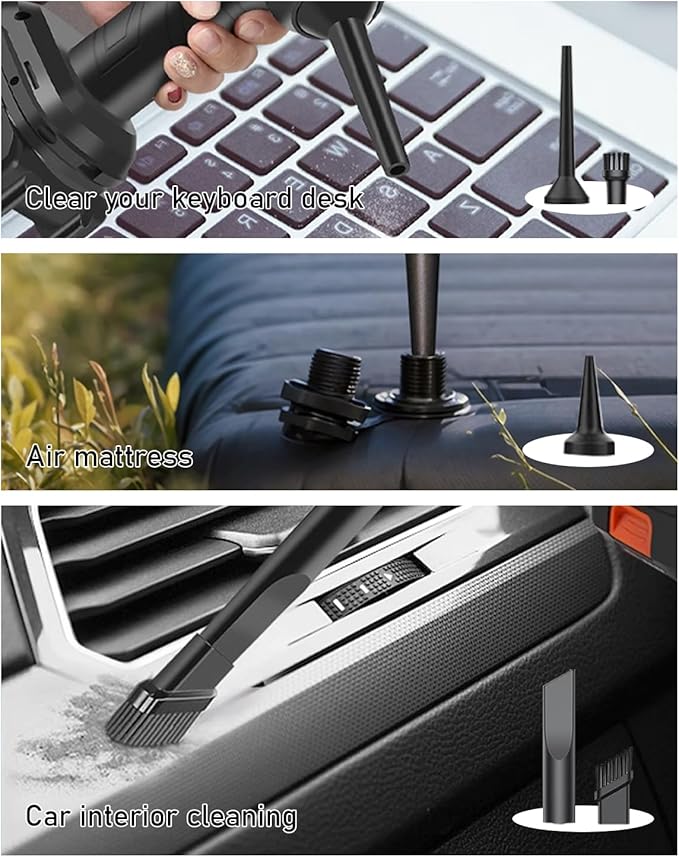 BENJEN Portable Vacuum Cleaner for Car, Cordless Handheld Car Vacuum 16000PA High Power with Brushless Motor, Two Batteries Long Endurance, Mini Vacuum Cleaner for Home, Office, Pet