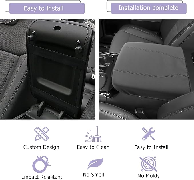 2025 2026 Silverado EV Center Console Cover Compatible with 2024 2025 2026 Silverado EV/GMC Sierra EV Accessories 2025 2026 Silverado EV/GMC Sierra EV Armrest Cover Armrest Console Cover (Thin Black)