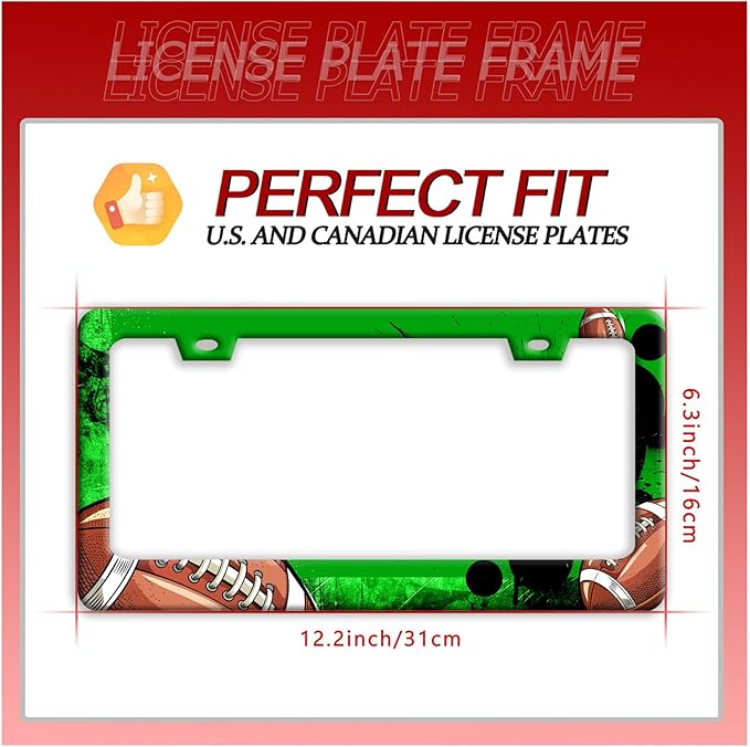 American Football License Plate Frame Funny Balls License Plate Holder Auto Accessory Decoration for Men Women 6.3x12.3 Inch