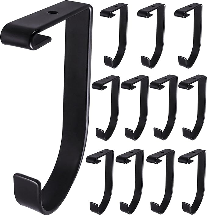 12-Pack Heavy Duty Add-On Storage Flat Hook Accessory for Garage Ceiling Storage Rack and Wall Shelving,Alloy Steel, Black-Suitable for FLEXINOUMTS Ceiling Storage Racks and Wall Shelves