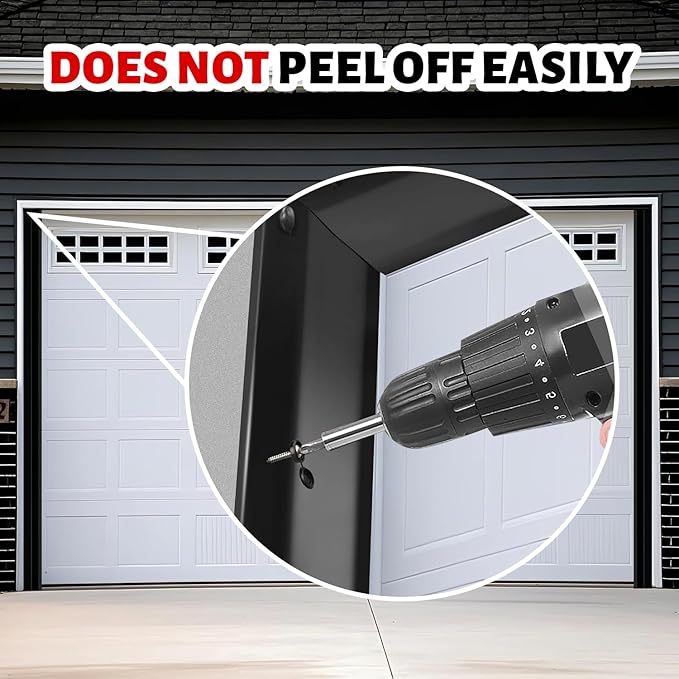 Garage Door Seal Top and Sides Seal Strip, 40FT Universal Garage Door Weather Stripping, Durable Garage Door Bottom Seal Replacement with Adhesive Backing and Screws (Black, 40FT)