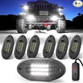 Honalia White LED Rock Lights Kits 6 Pods, 6000K Pure White Rock Lights with Switch