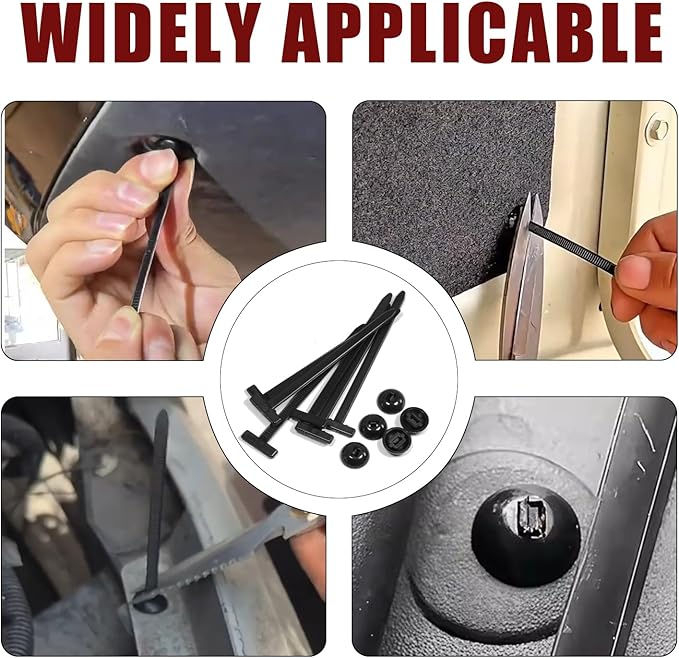 200Pcs Nylon Universal Cable Tie Buckle - Heavy Duty Self-Locking Push Pin Design with Button, UV Resistant Fasteners for Car Repair (Fender, Bumper, Trunk Liner), Wire Bundling, Home & Garage