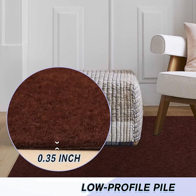Custom Size Backed Non-Slip Area Rugs Runner, Easy Clean, Waterproof Runner Rugs for Hallway Entryway, Kitchen, Laundry, 4FT x 56FT, Brown