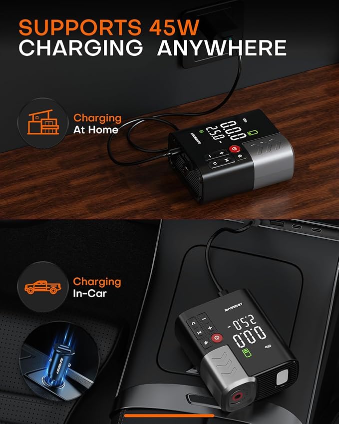 Tire Inflator Portable Air Compressor, 3X Faster Air Pump with APP, 160PSI 48LPM Electric Tire Pump with 16000 mAh Battery, 45W Faster Charging, Cordless Tire Inflator for Car SUV Pickup RV MPV