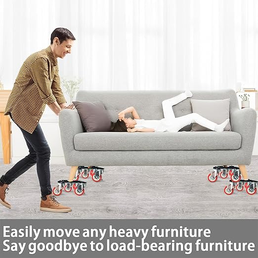 Furniture-Dolly-Furniture-Movers-with-5-Wheels, Furniture Sliders Large Size Carbon Steel Panel Lifter Tool for Moving Heavy Furniture, Furniture Dollies with 2 Brakes, Max Capacity 3335 Ibs