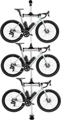 Floor to Ceiling 3 Bike Vertical Freestanding Hanger Parking Rack, Bicycle Storage Rack 360° Adjustable Hook Indoor Bike Storage Pole Stand for Storing Bicycles in Garages or Apartments
