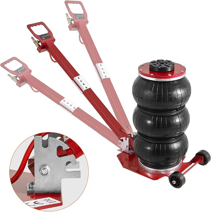 VEVOR Air Jack, 3 Ton/6600 lbs Triple Bag Air Jack, Air Bag Jack Lift Range 5.9"-15.75", Airbag Jack with Adjustable Long Handle, 3-5 S Fast Lifting for Car, Auto Shop, Garage