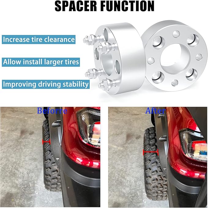 HHCSOP 4x4 2" Golf Cart Wheel Spacers for EZ GO EZGO Club Car, 4PCS 4x101.6mm ATV Wheel Adapters Hub Bore 62mm with 1/2" Studs