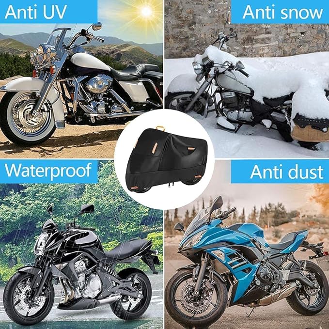 300D Oxford Heavy Duty Motorcycle Cover, Dirt Bike Cover, 86 inch L Compatible Sport Bikes Cruiser - Tear Proof Night Reflective Lock Holes Waterproof Impermeable Outdoor Protect (86 inch)