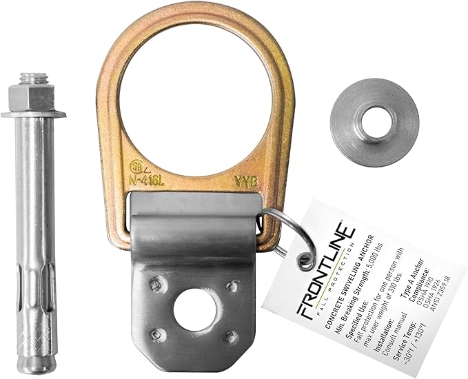 Frontline Fall Protection COB01SW Concrete Swiveling Anchor | Anchor swivels 360 degrees and flips 180 degrees | Easy and quick to install | OSHA & ANSI Compliant