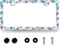 Plam Trees License Plate Frame Hawaii Tropical Leaves License Plate Holder Funny License Plate for Car Decoration Stainless Steel Colorful Auto Parts with Screws for Men Women 12.3" x 6.3"