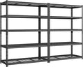 SONGMICS 5-Tier Storage Shelves Set of 2, Heavy-Duty Garage Shelving, Adjustable Shelving Unit, Steel Shelf, Boltless Assembly, for Garage, 2,200 lb Load, 24 x 96 x 72 Inches, Ink Black UGLR454B02
