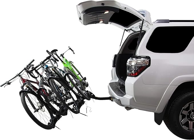 Saris SuperClamp EX 4-Bike Hitch Rack – Lightweight Platform Bike Carrier for Car, SUV, Truck – Tilting Design, Secure Wheel Clamping, Fits Road, Mountain, E-Bikes – 2" Hitch Receiver