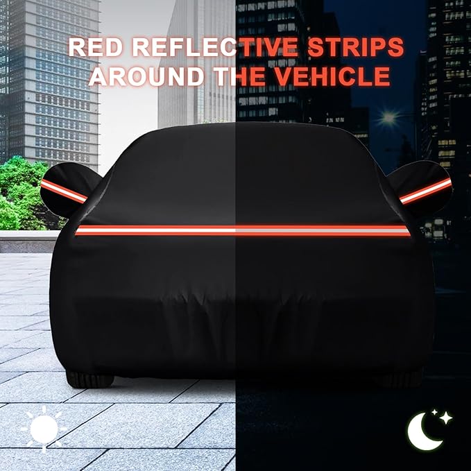 QUNSUNUS Waterproof Car Cover for Chevelle Malibu SS Sedan/Coupe 1964-1972, Outdoor Car Cover with Zipper, Full Exterior Car Covers for Automobiles All Weather with Wind, Sun, UV and Dust Protection