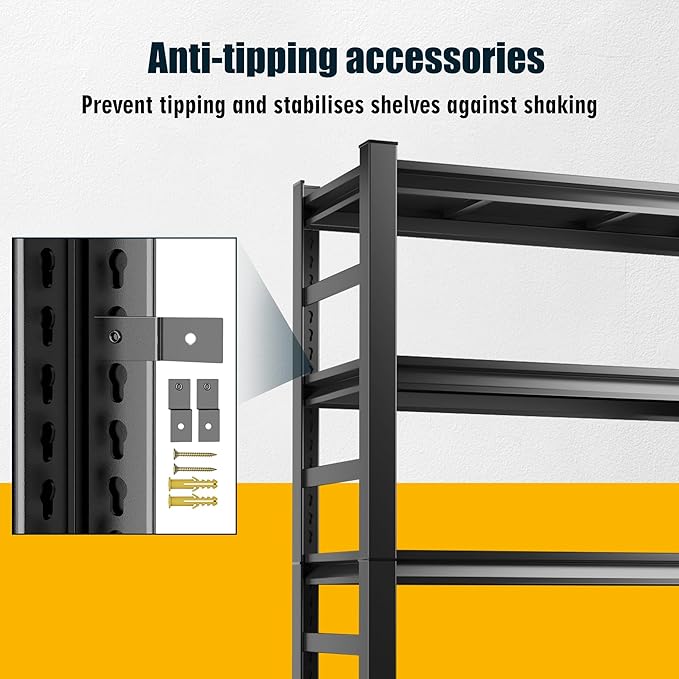 78" H,Metal Garage Shelving Heavy Duty 5-Tier Adjustable Storage Shelves Easy to Assemble, Garage Organization with 4500lbs Capacity,Shelving Racks for Storage,Ideal for Garage,Basement,Warehouse