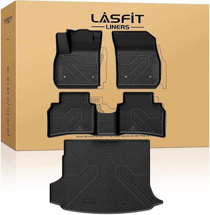 LASFIT Floor Mats & Cargo Mat for Buick Envision 2021-2026, TPE All Weather Protection Custom Fit 1st & 2nd Row Rubber Car Liners for Envision Automotive Accessories, Black, Easy to Clean