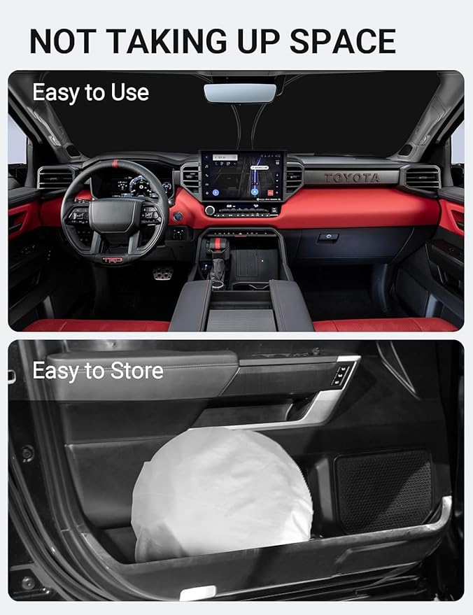 Proadsy for Tundra 2007-2021 Windshield Sun Shade 4-Layer Foldable Front Sunshade Protector Sun Visor Blocks UV Rays Keep Car Cooler