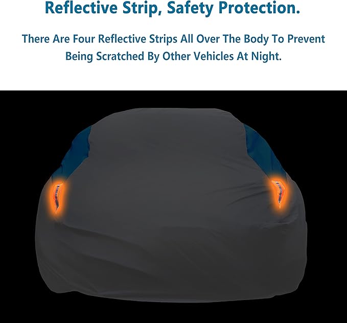 MORNYRAY Waterproof Car Cover All Weather Snowproof UV Protection Windproof Outdoor Full car Cover, Universal Fit for Sedan (Silvery, A2-Fit Sedan Length(Up to 177 inch)