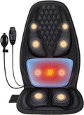 Back Massage Chair Pad with 3D Lumbar Support, Electric Back Massager for Pain Relief, Massage Seat Cushion with 3 Vibration Intensities & 2 Heat Levels