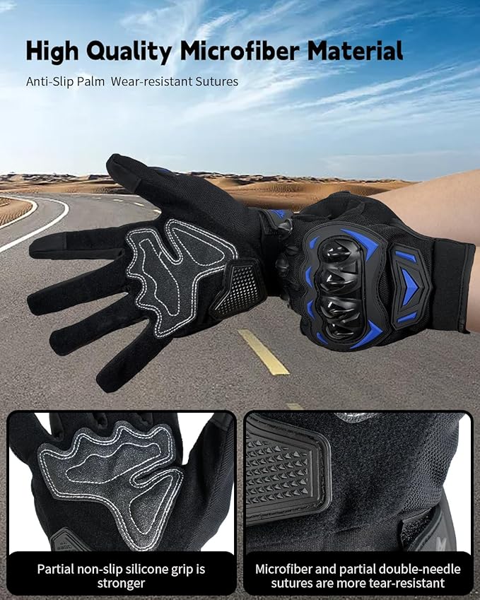 Motorcycle Gloves,Touchscreen Motorbike Gloves with Hard Knuckle Tactical Gloves Riding Gloves Anti-Slip Airsoft Gloves