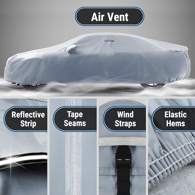 iCarCover Custom Car Cover for Chevy Lumina Coupe (1990-1994) Waterproof All Weather Rain Snow UV Sun Protector Full Exterior Indoor Outdoor Car Cover (Stripe - Gray/Black)