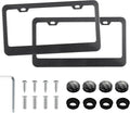 LivTee Carbon Fiber License Plate Frames, 2 Holes Stainless Steel License Plate Covers, 2PCS Car License Plate Holder, Automotive Exterior Accessories, Slim Design with Gasket Cover for US Cars