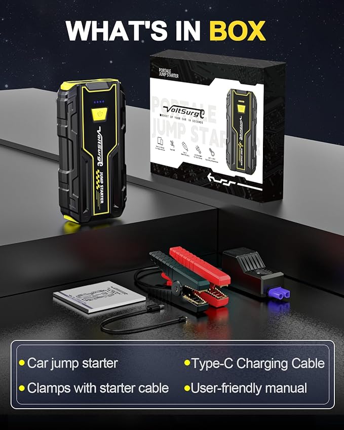 Car Jump Starter, 4000A Battery Jumper Starter Portable (Engines up to 7.0L Gas / 5.5L Diesel) 12V, Car Battery Charger, LED Flashlight with USB Ports
