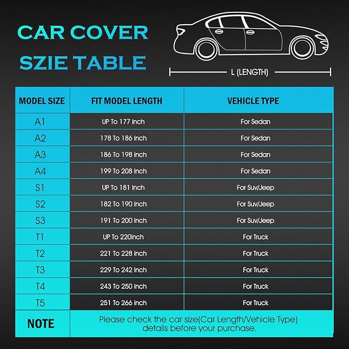 Truck Car Cover Waterproof All Weather Full Outdoor Pickup Car Cover Rain UV Protection, Size T3 Universal Fit for Ford F150 Chevy Silverado Dodge Ram 1500. (Fit Truck Length 229 to 242 inch)