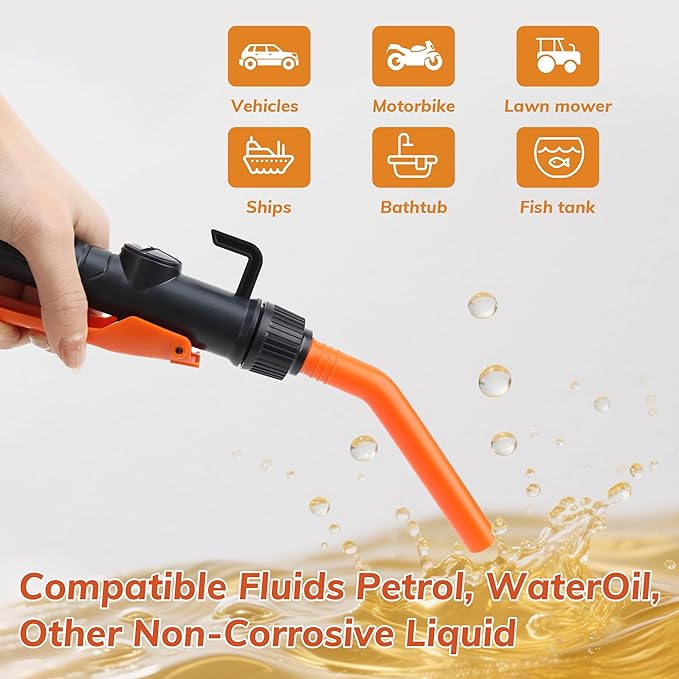 Portable Power Battery Pump - Battery Powered Siphon Fuel Transfer Pump, Siphon Pump for Gasoline, Fuel, Diesel, Water Universal Fit for Gasoline, Car, Portable Fuel Transfer Pump