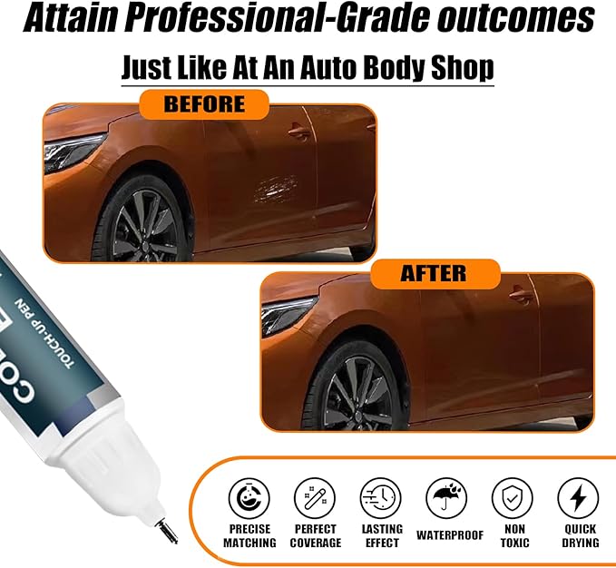 EBB Monarch Orange Metallic Touch Up Paint for Nissan, Car Paint Pen Scratch Repair Two-In-One Touch Up Paint, Premium Car Scratch Remover for Deep Scratches