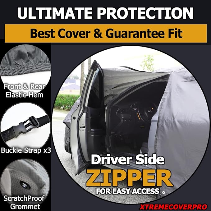 All Weather Waterproof car Cover Good for rain Snow uv Protection dust Compact Coupe Mustang XLR F-Type 370z SL550 GR Supra 300SL SC430 Mazda3 Gray