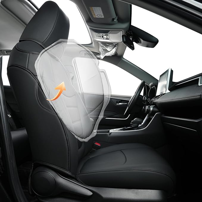 RISINGSTAR Rav4 Hybrid Seat Covers, fit 2019-2025 Toyota Rav4 Hybrid LE,XLE,Woodland Edition,XLE Premium,Limited, Not for XSE/SE/Plug-in(Black)
