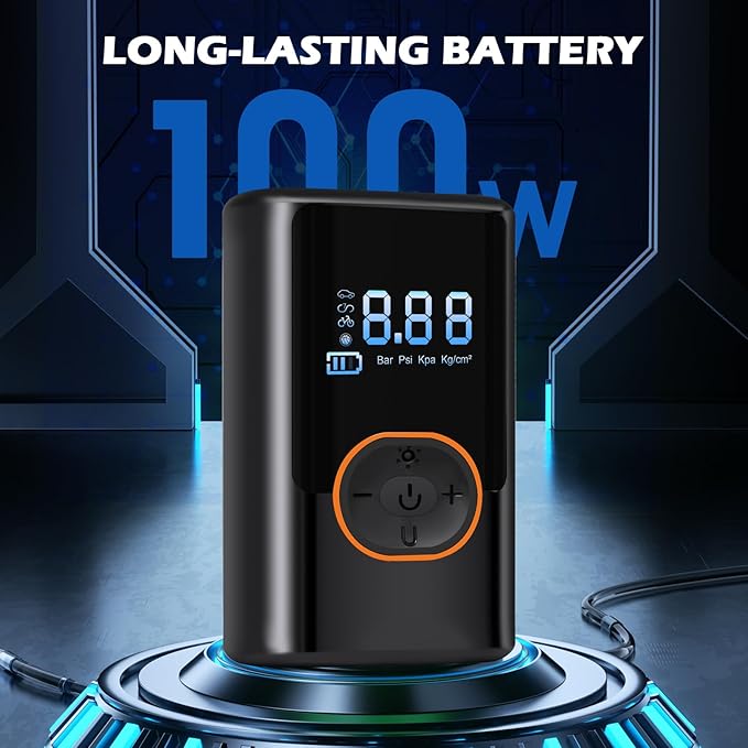 2025 Cordless Tire Inflator w/Digital Gauge 150PSI, Portable Air Pump for Car/Motorcycle/Bike, USB-C Fast Charge & Auto Shut-Off, Travel/Home Emergency Kit
