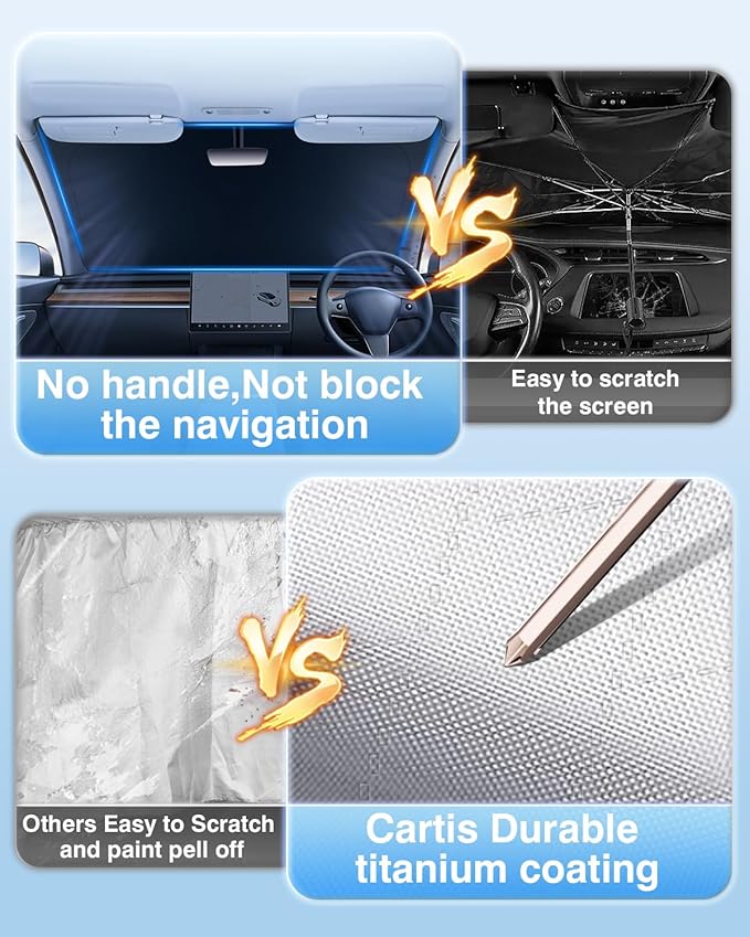 Windshield Sun Shade for Toyota Tundra (Limited, SR5, Platinum, TRD Pro) 2022-2025 2026, Custom Fit Foldable Front Window Sunshade Sun Visor for Tundra Accessories