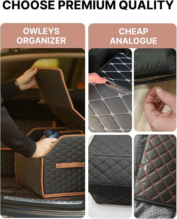 Foldable Trunk Organizer for Car Storage - Collapsible Auto Trunk Organizer With Lid - Trunk Organization (21.6 inch, Hexy)