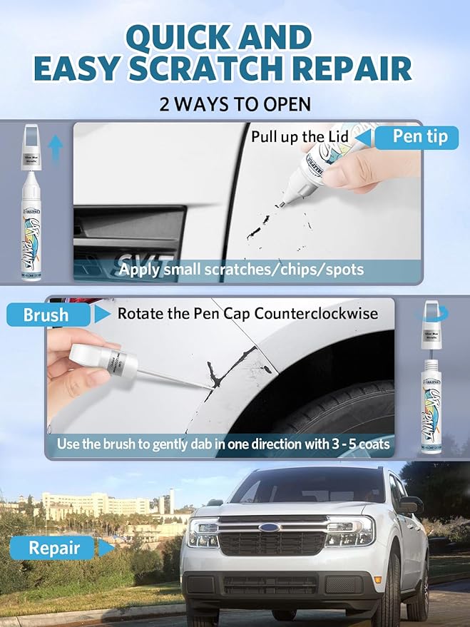 Carbonized Gray Metallic(M7) Touch Up Paint for Ford, Car Paint Scratch Repair Remover Pen Color Exact Match, Quick and Easy Fix Automotive Chips and Nicks Scuff